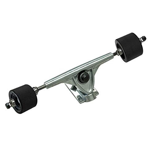 Yocaher Longboard Skateboard-Achsen, Kombi-Set, 71 mm Räder + 180 mm robuste Aluminium-LKWs, Kugellager, Riser-Pad und Longboard-Hardware-Paket (solides schwarzes Rad und polierte Achsen)
