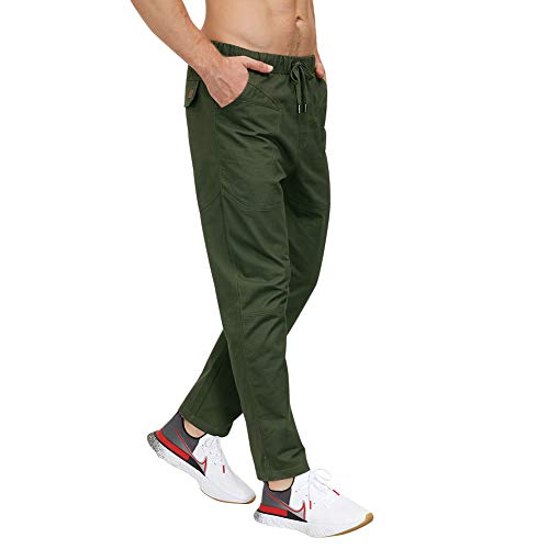lexiart Mens Fashion Athletic Joggers Sports Pants Cotton Cargo Pants Sweatpants Trousers Long Pants ArmyGreen