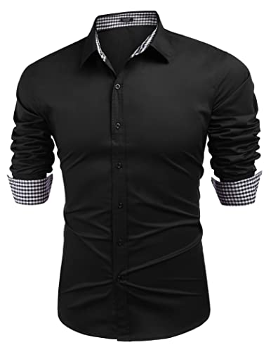 COOFANDY Herrenhemd Langarm Freizeithemd Slim fit Business Hemden Baumwolle...