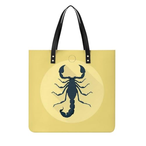 Sac à main scorpion noir pour femmes grand tote bag de voyage 39x39cm