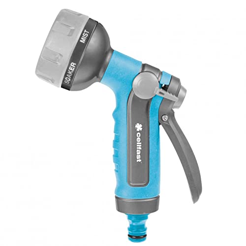 Cellfast 52-029 Pulse 6 Pistolensprenger mit 6 Funktionen Gartenbrause Garten Handbrause Spritzpistole SpritzdĂĽse Druckregulierung