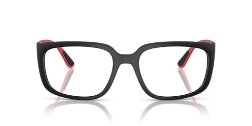 Ray-Ban RX4443VM Scuderia Ferrari Collection Square Prescription Eyewear Frames, Matte Black/Red/Demo Lens, 55 mm