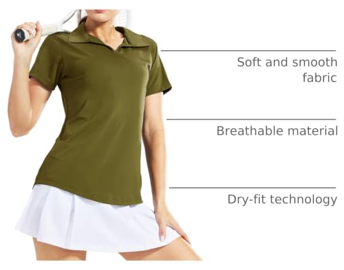Image of MIER Womens Golf Shirts - V Neck UPF 50+ Dry Fit Tennis Polo