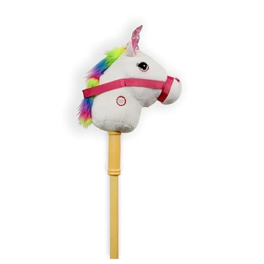 PonyLand: White Unicorn Stick Horse, Sound Effects That Make The Unicorn Come to Life, Sturdy 2 Piece Stick That Screws Together, for Ages 3 and up