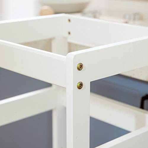 Mangohood Kitchen Helper Step Stool for Kids and Toddlers with Safety Rail Children Standing Tower for Kitchen Counter, Mothers\' Helper Kids Learning Stool, Solid Wood Construction (White)