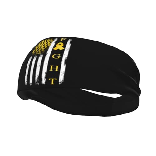 Childhood Cancer Awareness American Flag Adjustable Sports Headband Moisture Wicking Sweatband for Running Workout - Main Image
