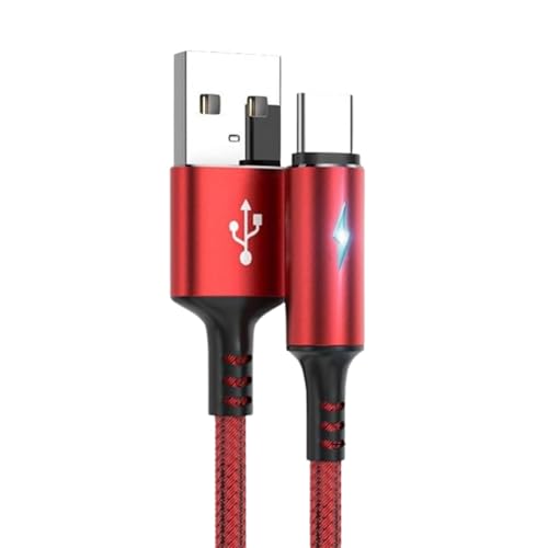 Cable USB tipo C   Cable de carga rápida, cable indicador LED | Cargador de portátil para teléfonos universales, funcionalidad de oferta automática, cable trenzado de nailon, accesorio de