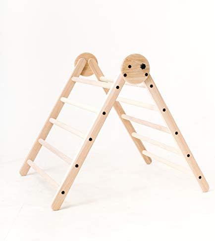 Homi Baby Climbing Triangle - Folds Up for Easy Storage - Made with Ethically Harvested Organic Hickory Hardwood in The USA (Cast Iron Black)
