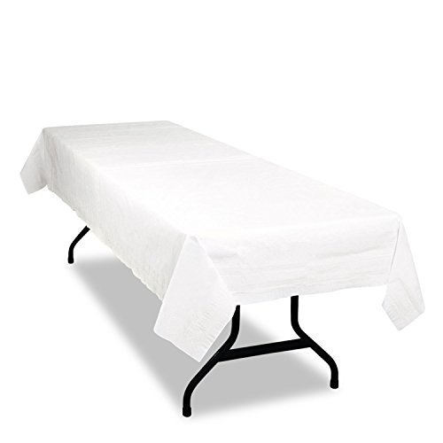 Tablemate PT549WH Table Set Poly Tissue Table Cover, 54 x 108, White, 6/Pack
