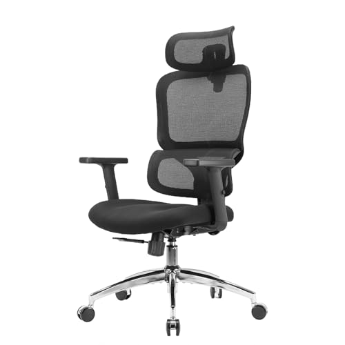 SIHOO M56C Ergonomic Office Chair, High Back Desk Chair, Lumbar Support, Swivel Computer Task Chair with Adjustable Headrest, Tilt Function,Black