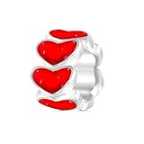 Andante-Stones Silber Rote Herzen Element Kugel für European Beads + Organzasäckchen