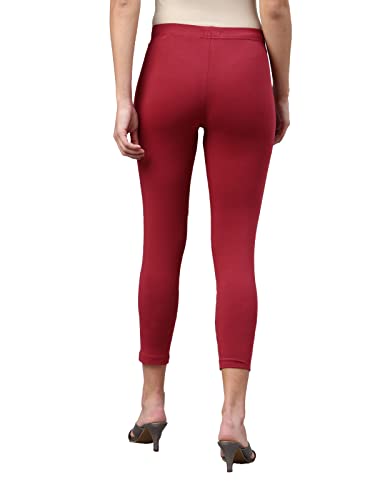 Image of GO COLORS Soft Cotton Stretch Cropped Leggings for Women | Breathable, Mid Rise