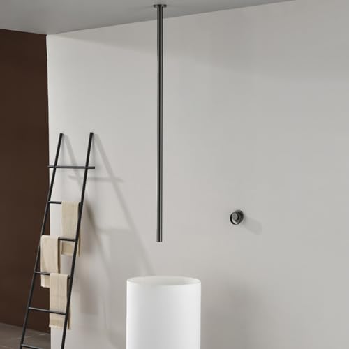 Robinet de lavabo mural gris anti-calcaire encastré au plafond en laiton CMBSSTFC