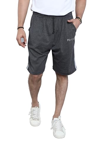 Image of Particle Men's Plus Size & Big Size Cotton Bermuda Shorts | 230 GSM Ribbed Fabric | Half Pants with Double Side Stripes (Waist 36-52 Inch) | Round Pocket