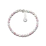 designer schmuck online Feines Armband aus Swarovski Kristallperlen und 925/- Silber, Farbe: Light Rose, hell-rosa.