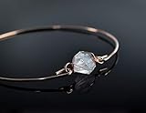  Rosé vergoldeter Armreif mit Herkimer Diamant