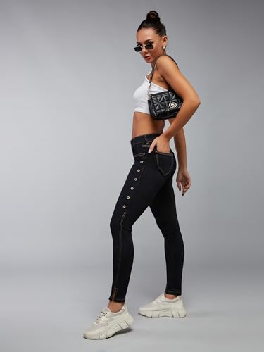 Image of Dolce Crudo Women's Skinny High Rise Bleached Cropped Stretchable Denim Jeans