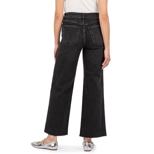 KUT from the Kloth Women's Meg High-Rise Fab Ab Wide Leg Raw Hem in Illuminated2