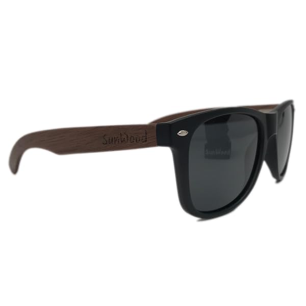 SunWoodBlack frame wooden glasses