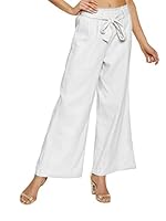 PATRORNA Womens Plus Size Loose Fit Paperbag Waist Culottes Trousers (PT8A32_White_7XL)