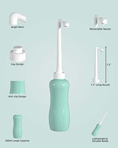 Bidé portátil de viaje Hibbent de 500 ml con boquilla extendida para higiene personal (2 uds) 3