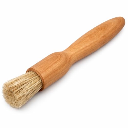 teemando® Backpinsel mit Naturborsten – Haushaltspinsel aus Kirschholz, rund, geölter Holzgriff – Küchenpinsel zum Backen, Grillen und Kochen – 18 cm, Breite 2,5 cm