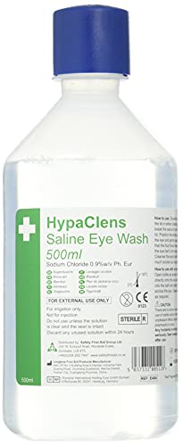 Safety First Aid Group HypaClens Eye Wash Bottle, 500 ml Saline Solution 0.9% (Pack of 10)
