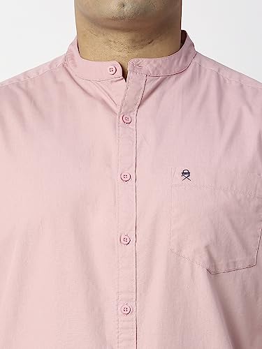 Image of Thomas Scott Mens | Full Sleeve | Solid Plain Color | Regular Fit | Plus Size | 100% Cotton | Mandarin Collar | Casual | Shirt