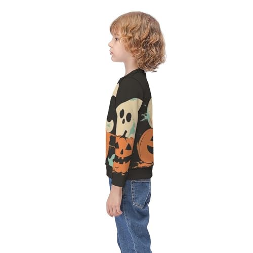 Halloween Cute Ghosts PumpkinChildren's Casual Pullover Sweatshirt Loose Fit7-9Y3