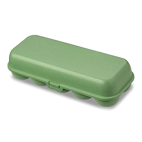 Koziol EGGS TO GO Eierbox für 10 Eier, Aufbewahrungsbox mit Clipverschluss, Eierbehälter für Kühlschrank, Eierkarton aus Kunststoff, Eieraufbewahrungsbox, Eierdose (nature leaf green, 10 Eier)