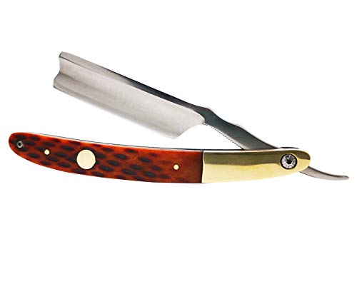 Straight Razor - Premium 440C Straight Razors for men - Antique Handle with Brass Fittings - Heavy Weight Solid Cutthroat Razor.