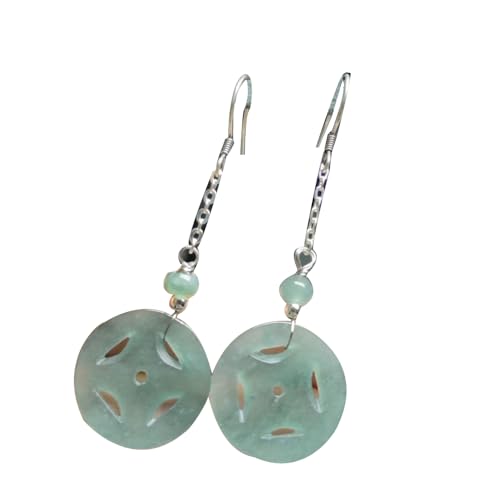 Boucles d'oreilles en Argent S925 et véritable jade naturel pour femme