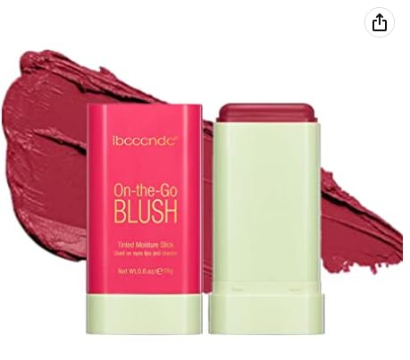 MAKINGTECBlush Beauty Wand, Solid Moisturizer Stick, Multi-use Makeup Waterproof Blush Stick, Natural-Looking, Dewy Finish, Suitable for Cheeks Glow Dewy Finish (Hot Red)