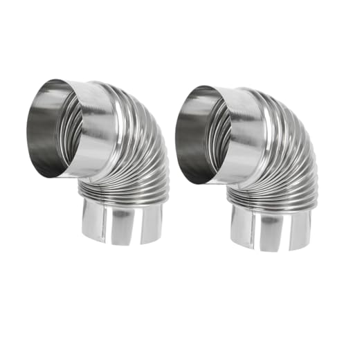 Mikikit 2piezas Tubo De Escape De Acero Inoxidable Kit De Codo Para Estufa De Leña Tubo Para Chimenea Para Uso Doméstico Ventilación De Construcción Robusta