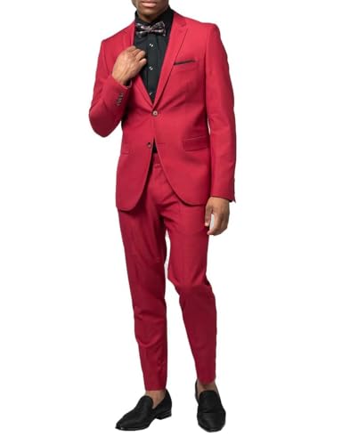 Costume 2 pièces pour homme avec veste à revers échancré et pantalon de mariage chic