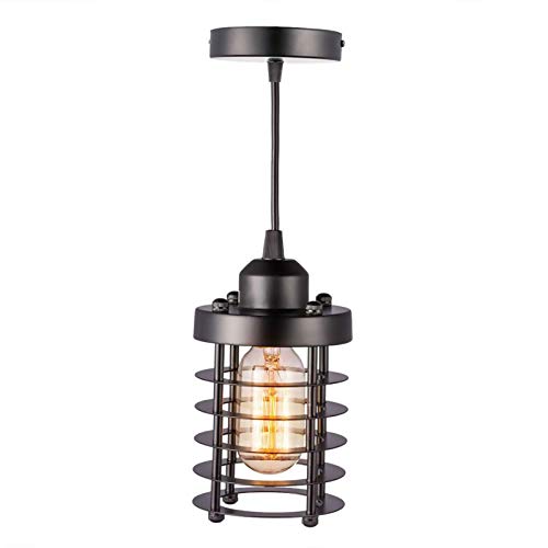 Luminaire de style industriel noir et lampe suspension rétro en fer pour restaurant