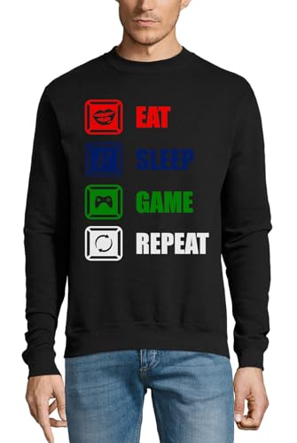 Pull en coton noir Eat Sleep Game Repeat cadeau anniversaire