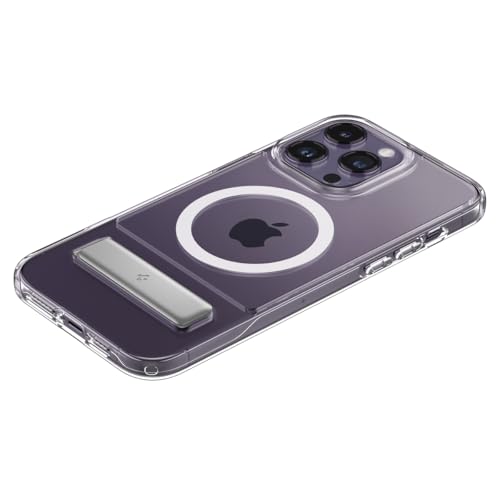 Image of Spigen Ultra Hybrid S MagFit Back Cover Case for iPhone 14 Pro, MagSafe Compatible, Integrated Kickstand - Polycarbonate + TPU | White
