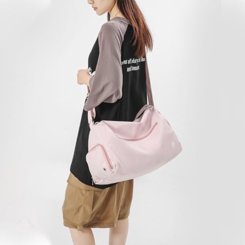 Image of PALAY Gym Bag with Shoe Compartment Pink Waterproof Women Travel Duffel | Lightweight Polyester, Shoulder Duffel with Wet Pocket, Carry on Tote for Swimming, Yoga, Dance, Workout, Travelling