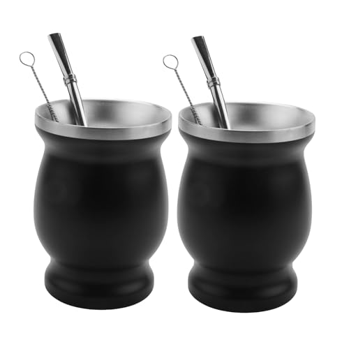 dissot 2X Juego de Té de Yerba Calabaza Mate de Doble Pared Inoxidable de Té de Mate de Agua de Café 8Oz