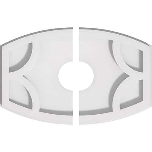 Image of Ekena Millwork CMP10X6KY2-02000 Kailey Architectural Grade PVC Contemporary, Two Piece Urethane Ceiling Medallions 10 inchW x 6 5 /8 inchH x 2 inchID x 5 1 /4 inchC x 1 inchP