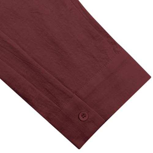Image of JEKAOYI Mens Button Down Cotton Linen Shirts Casual Long Sleeve Beach Tops