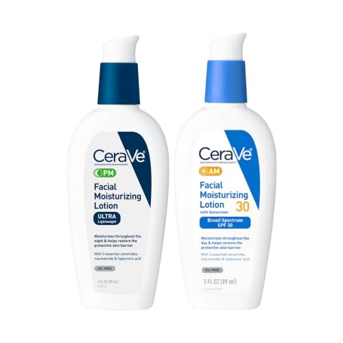 CeraVe PM Facial Moisturizing Lotion, 3 Ounce + CeraVe AM Facial Moisturizing Lotion with SPF 30 Bundle