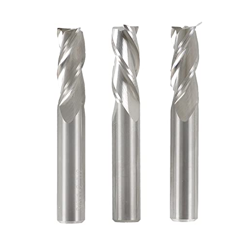 Image of 3Pcs Helix Carbide Square End Mill, 3 Flutes 3 /8 inch CNC Spiral Router Bits Fit for for Aluminum and Non-Ferrous Metal Roughing and Finishing (2.5 inch Overall Length)