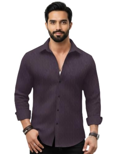 Image of Amazon Brand - INKAST Men's Regular Fit Button Down Dress Shirts Textured Long Sleeve Casual Hawaiian Shirt