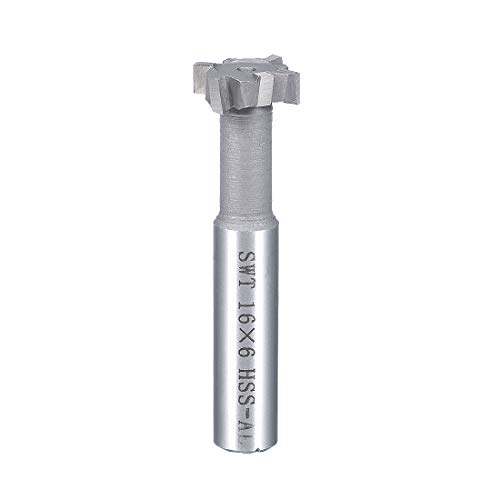 Image of uxcell HSSAL T Slot End Mill Milling Cutter 6 Flutes 16mm Cutting Dia 6mm Depth