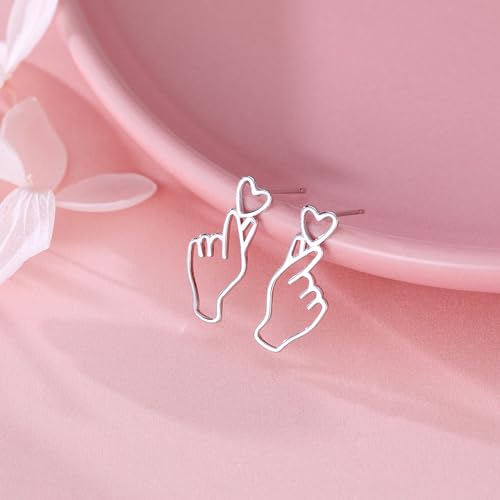 SLUYNZ 925 Sterling Silver Heart Studs Earrings for Women Teens Unique Sweet Love Heart Post Studs Earrings4