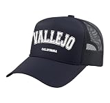Vallejo California Trucker Hat with Adjustable Mesh Back, Navy Blue