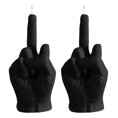 Image of 2Black Scented Candle Set - Funny Middle Finger Candles for Quirky, Cool and Funky Bedroom Decor & Home Accessories, Novelty Gift (2-Pack)