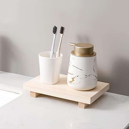 Bathroom Counter Organizer Wooden Decorative Trays Rectangular Soap Holder Plant Stand For Bathroom, Kitchen, Lotion Bottle, Cosmetic, Burlywood #TOP6